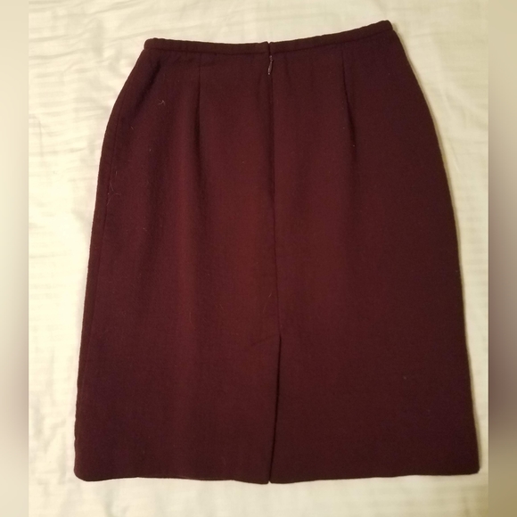 Ann Taylor Vintage 100% Wool Maroon Pencil Skirt - Sz 4 - Picture 3 of 5